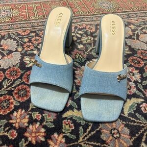 GUESS Light Blue Denim Mules
